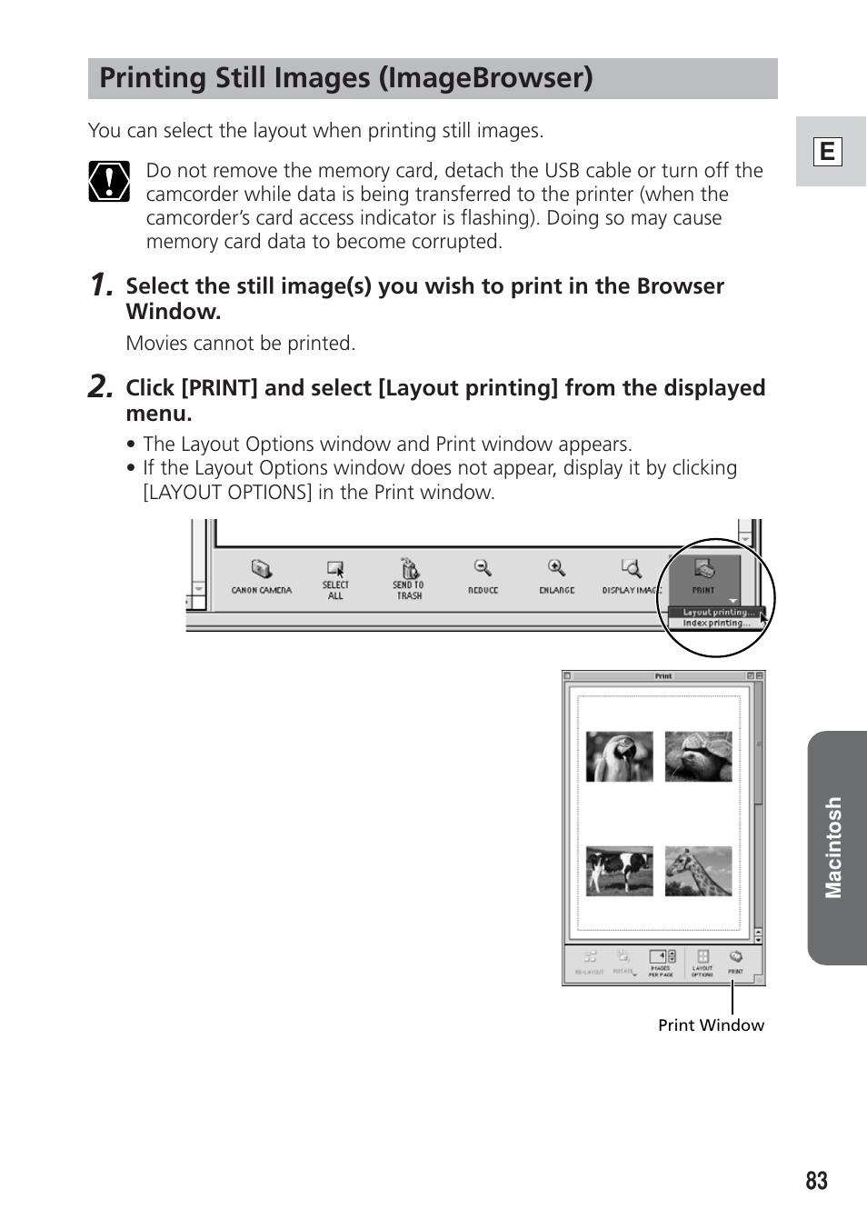 Printing still images (imagebrowser) | Canon DIM-521A User Manual | Page 83 / 100