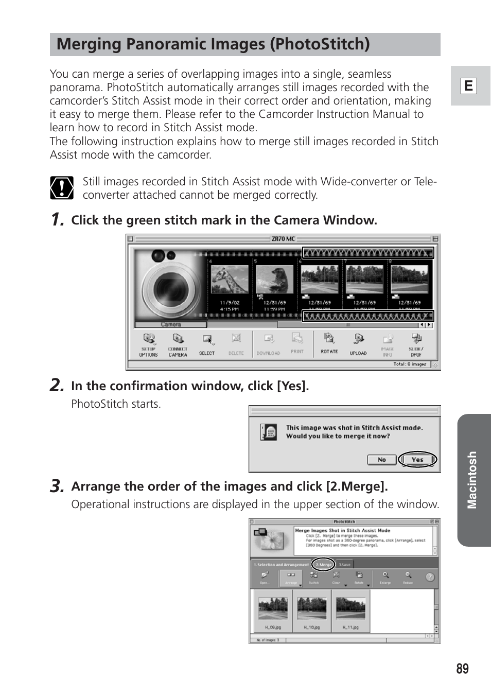 Merging panoramic images (photostitch) | Canon DIM-521A User Manual | Page 89 / 100