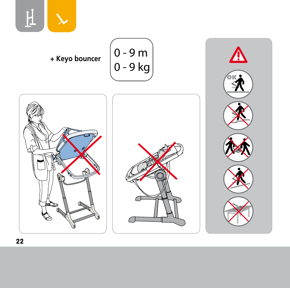 0 - 9 m 0 - 9 kg ok | Bebe Confort Keyo bouncer User Manual | Page 22 / 72