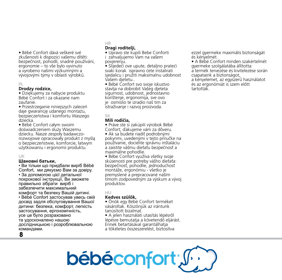 Bebe Confort Keyo bouncer User Manual | Page 8 / 72