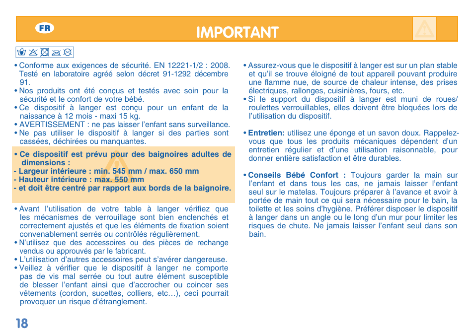 Important | Bebe Confort Duo Amplitude User Manual | Page 18 / 32