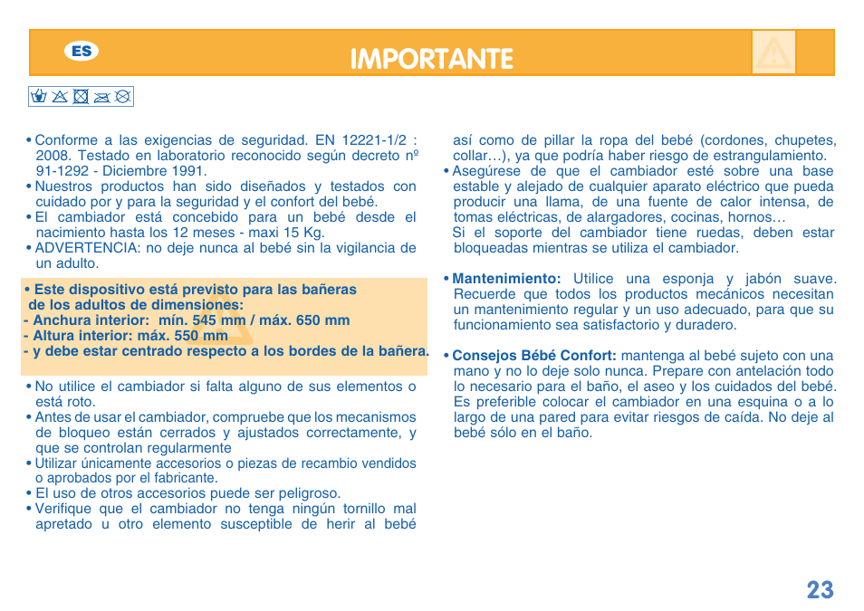 Importante | Bebe Confort Duo Amplitude User Manual | Page 23 / 32