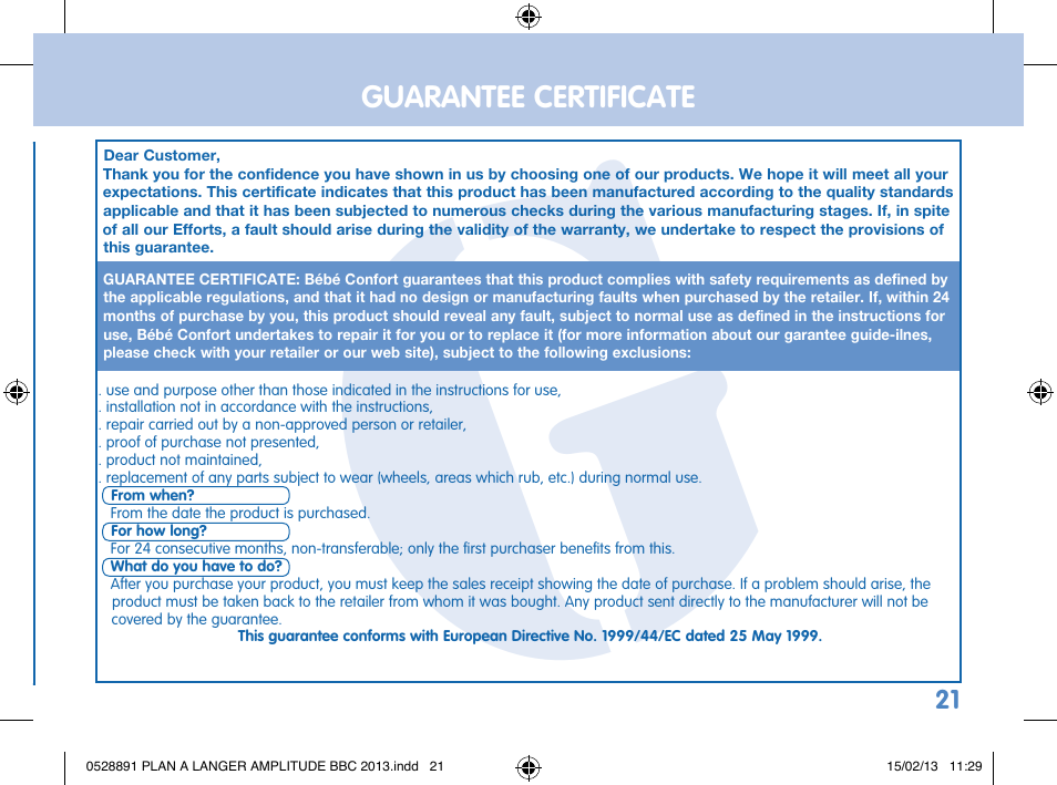 Bebe Confort Amplitude changing mat User Manual | Page 21 / 28