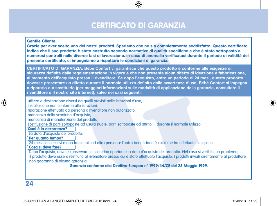 Bebe Confort Amplitude changing mat User Manual | Page 24 / 28