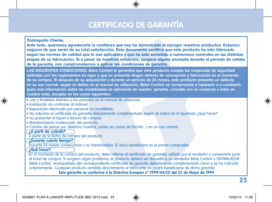 Bebe Confort Amplitude changing mat User Manual | Page 25 / 28