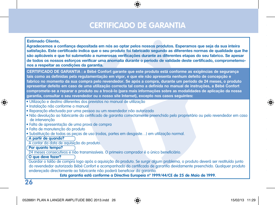 Bebe Confort Amplitude changing mat User Manual | Page 26 / 28