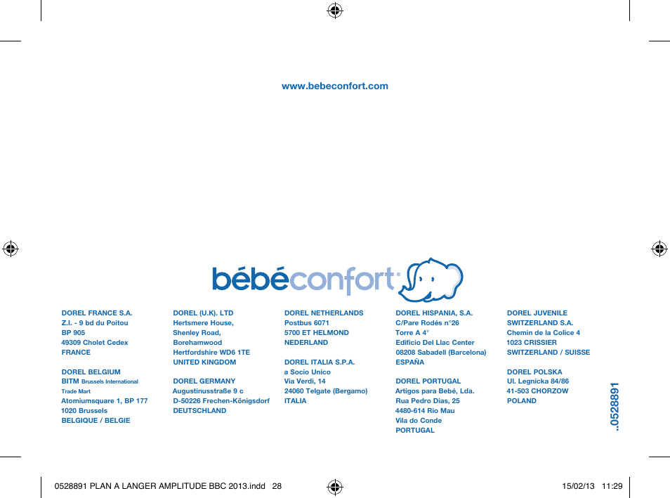 Bebe Confort Amplitude changing mat User Manual | Page 28 / 28
