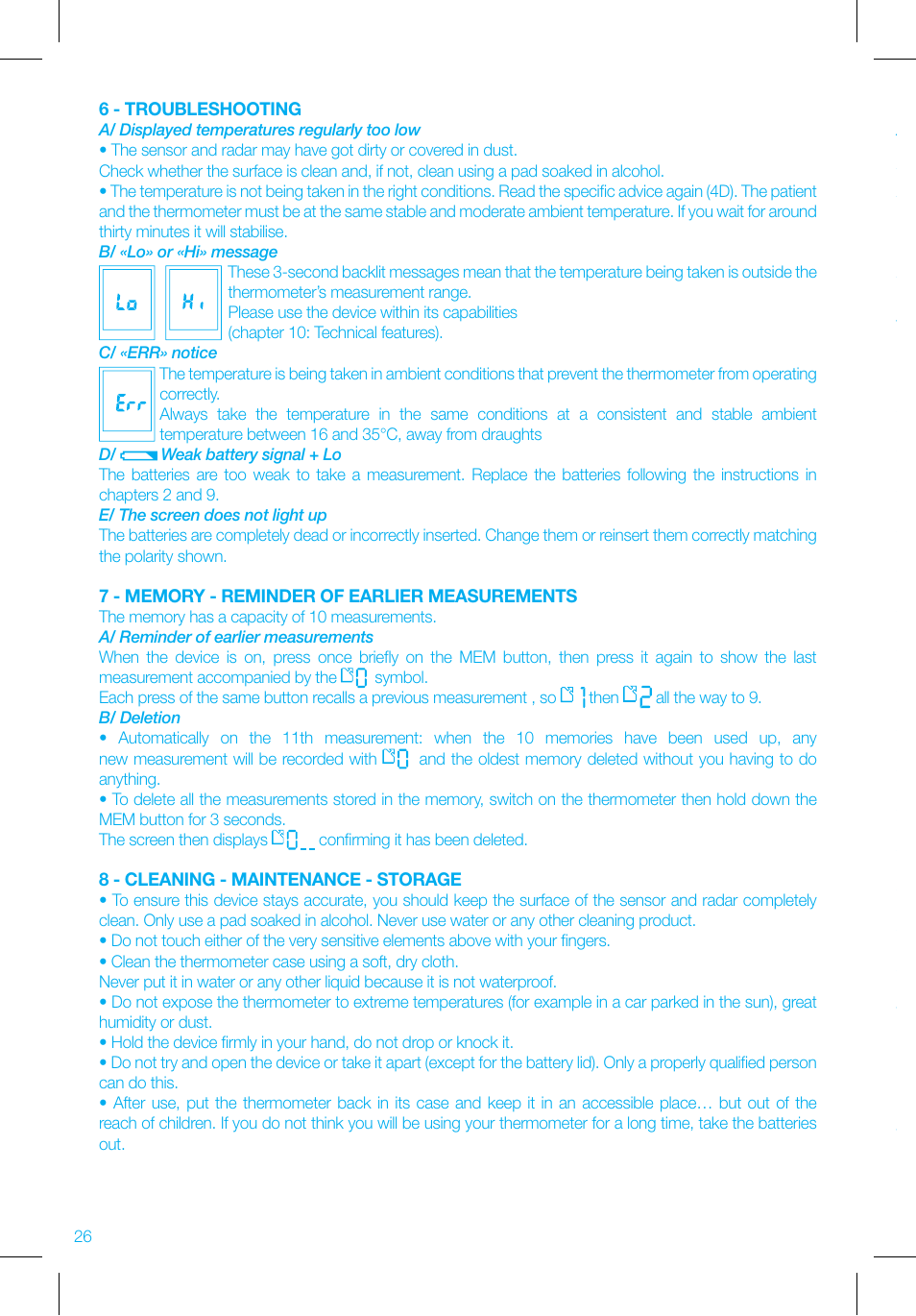 Bebe Confort No touch thermometer User Manual | Page 26 / 32