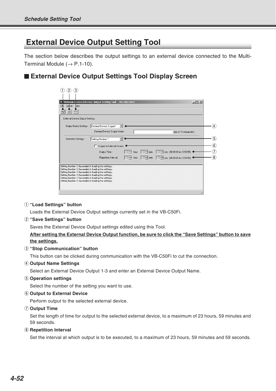 External device output setting tool | Canon Vb-C50fi User Manual | Page 116 / 209