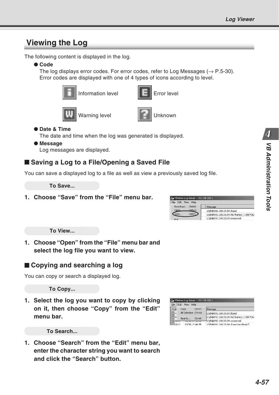 Viewing the log | Canon Vb-C50fi User Manual | Page 121 / 209