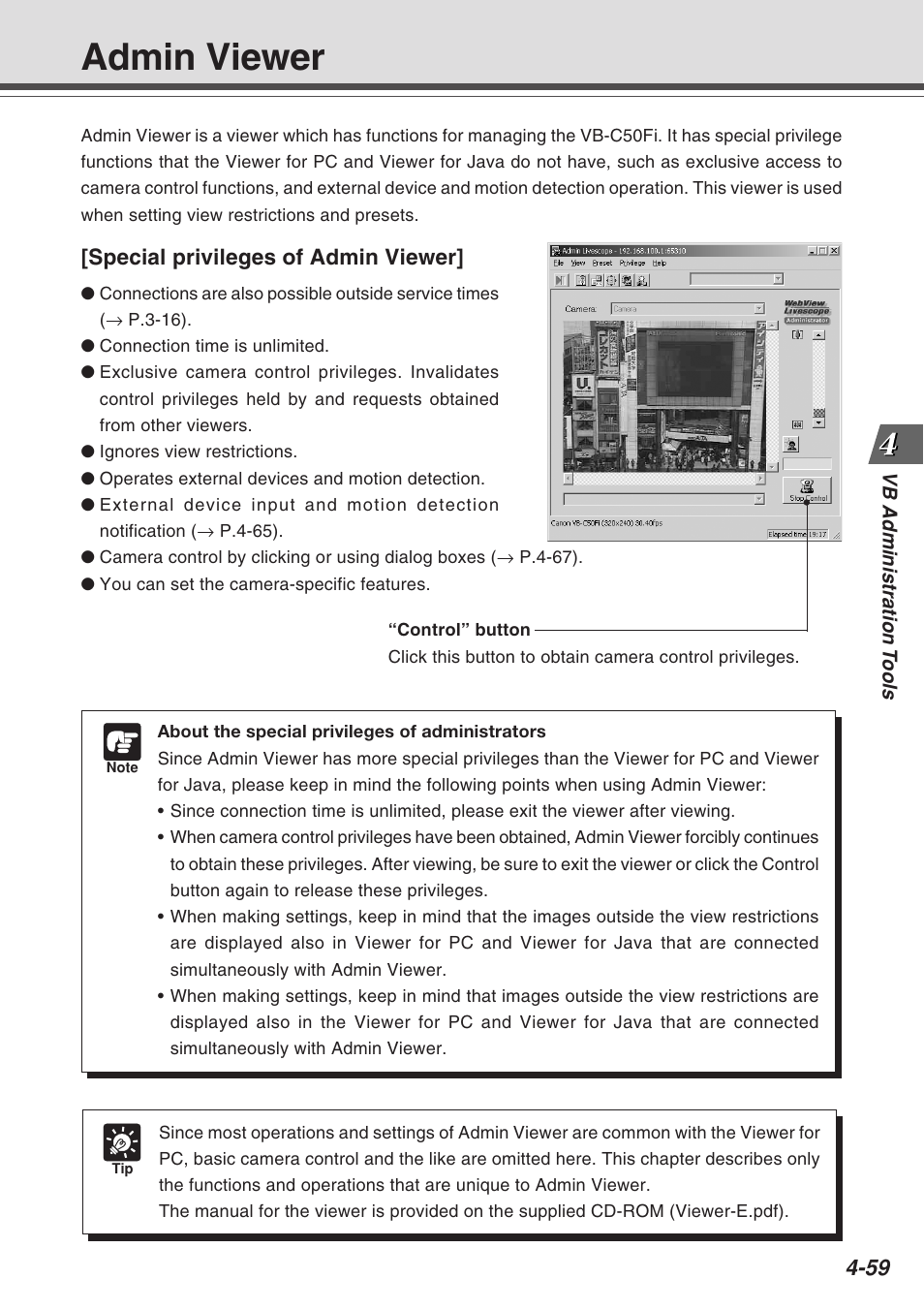 Admin viewer | Canon Vb-C50fi User Manual | Page 123 / 209