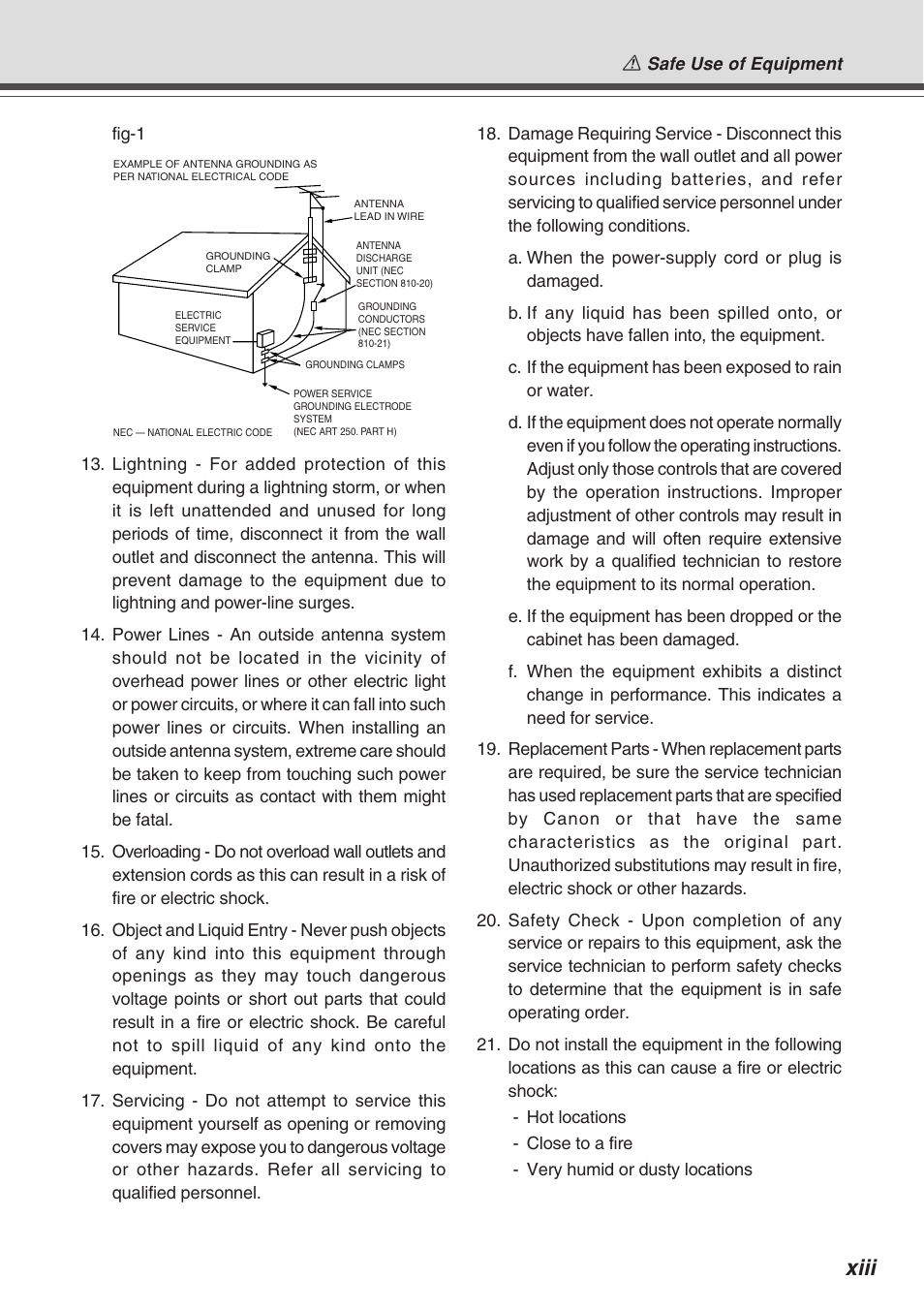 Xiii | Canon Vb-C50fi User Manual | Page 13 / 209