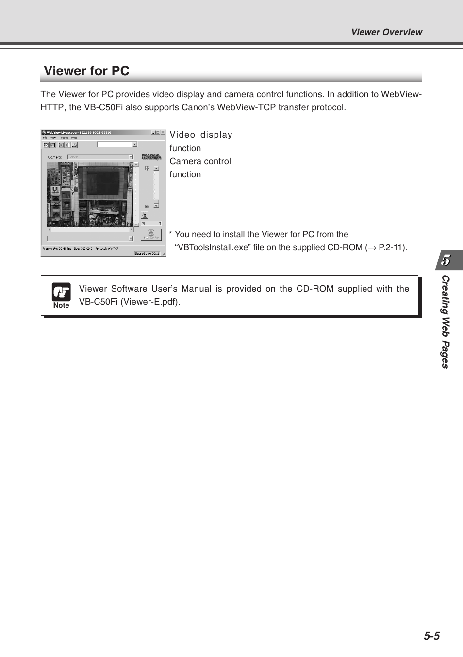 Viewer for pc | Canon Vb-C50fi User Manual | Page 135 / 209