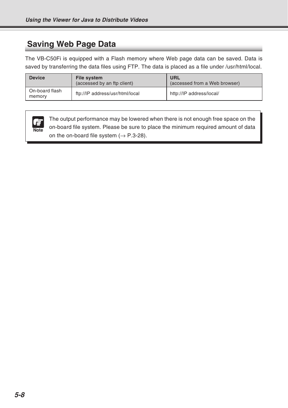 Saving web page data | Canon Vb-C50fi User Manual | Page 138 / 209