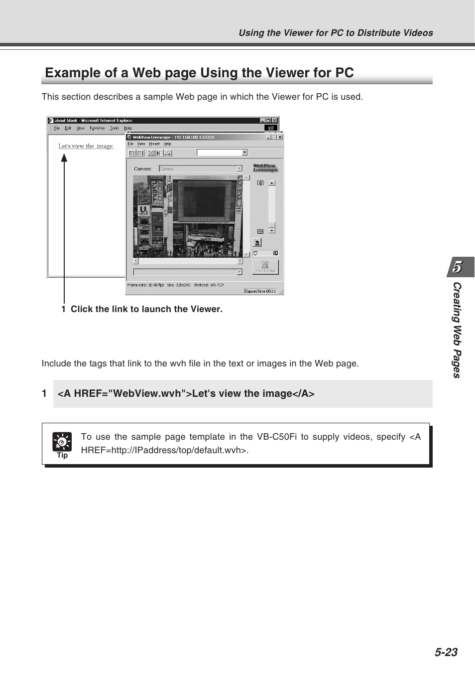 Example of a web page using the viewer for pc | Canon Vb-C50fi User Manual | Page 153 / 209