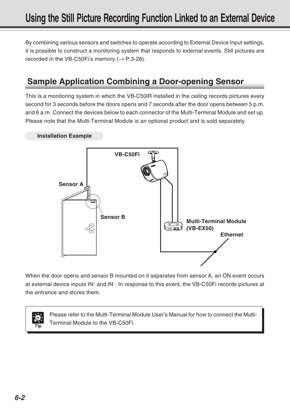 Sample application combining a door-opening sensor | Canon Vb-C50fi User Manual | Page 166 / 209