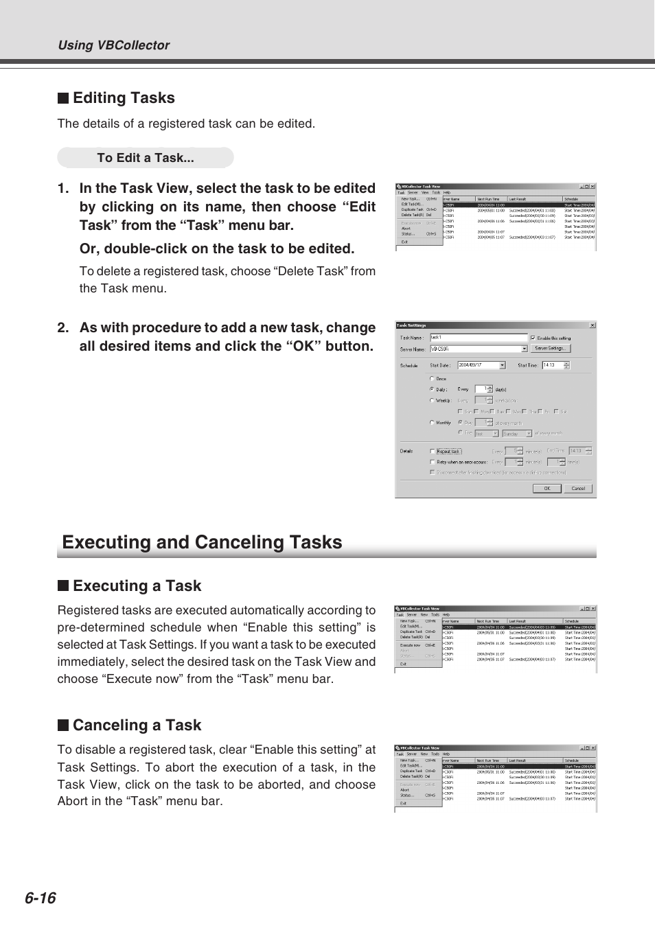 Executing and canceling tasks | Canon Vb-C50fi User Manual | Page 180 / 209