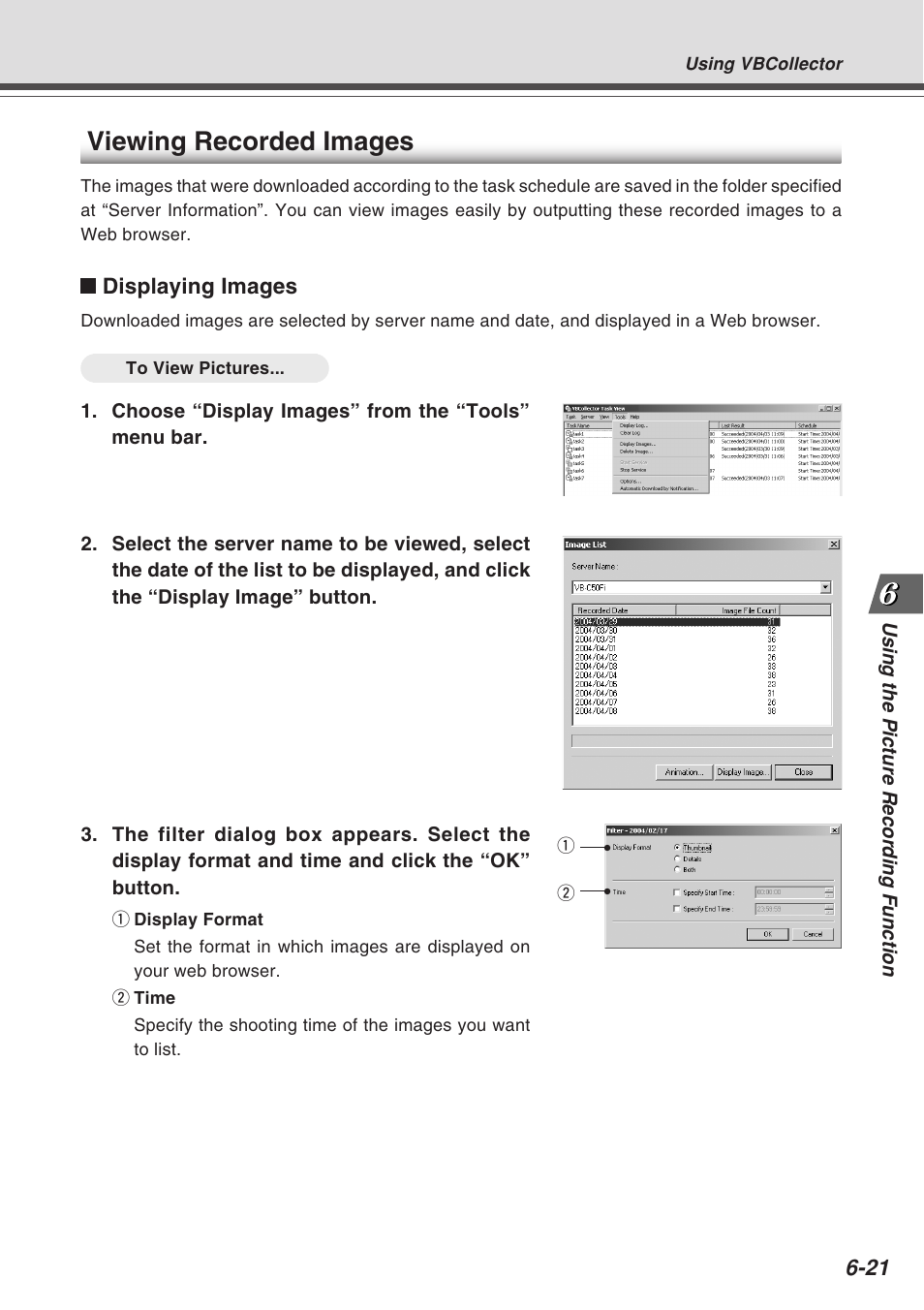 Viewing recorded images | Canon Vb-C50fi User Manual | Page 185 / 209