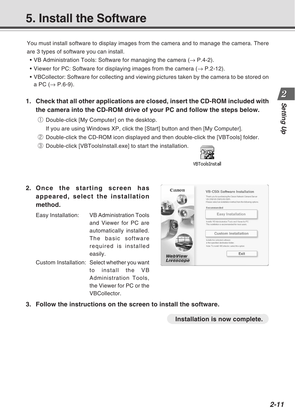 Install the software | Canon Vb-C50fi User Manual | Page 37 / 209