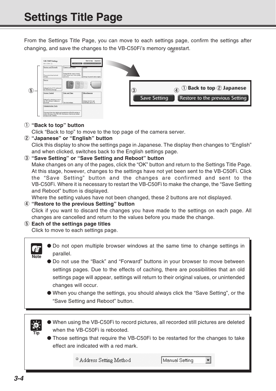 Settings title page | Canon Vb-C50fi User Manual | Page 42 / 209