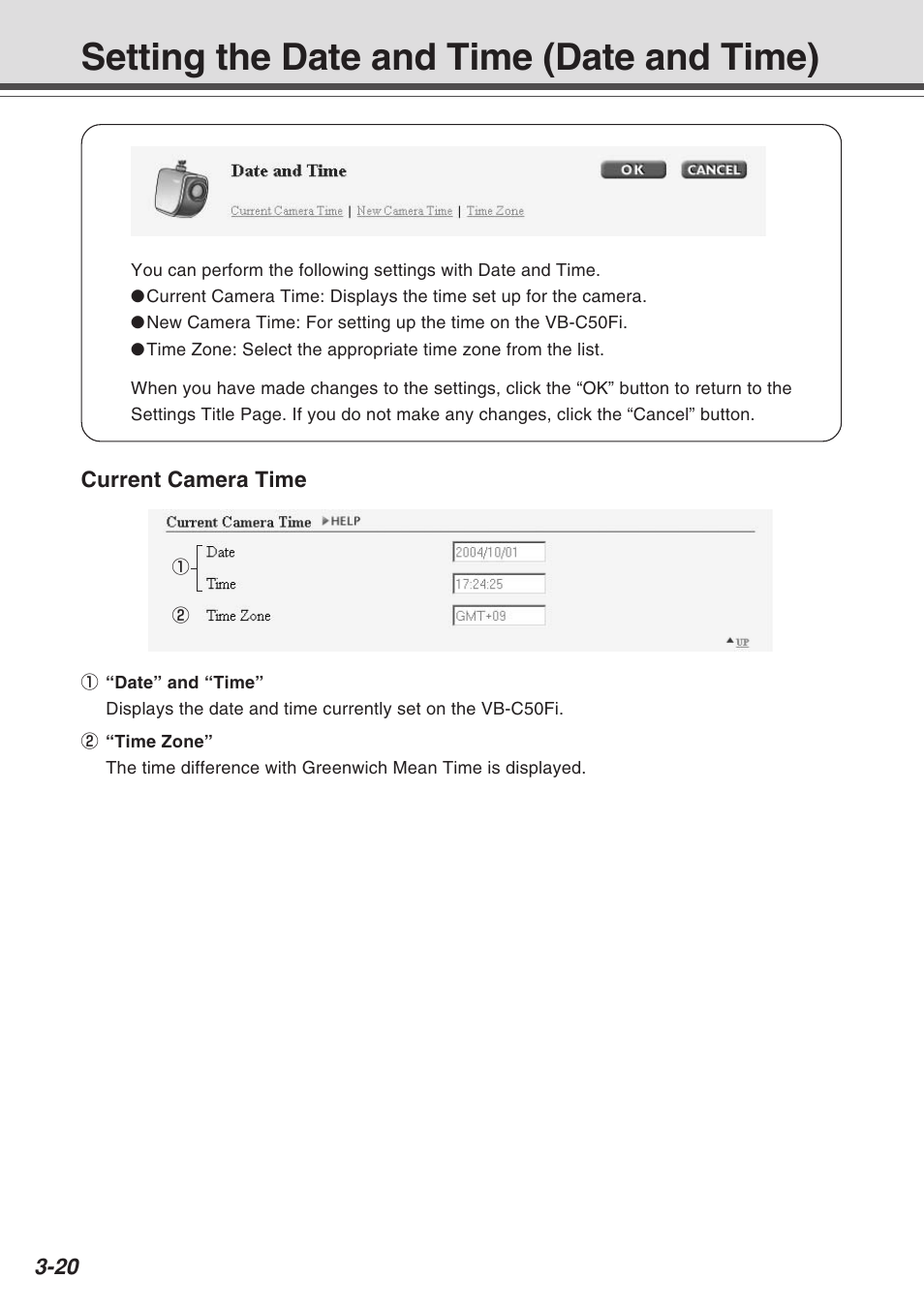 Setting the date and time (date and time) | Canon Vb-C50fi User Manual | Page 58 / 209