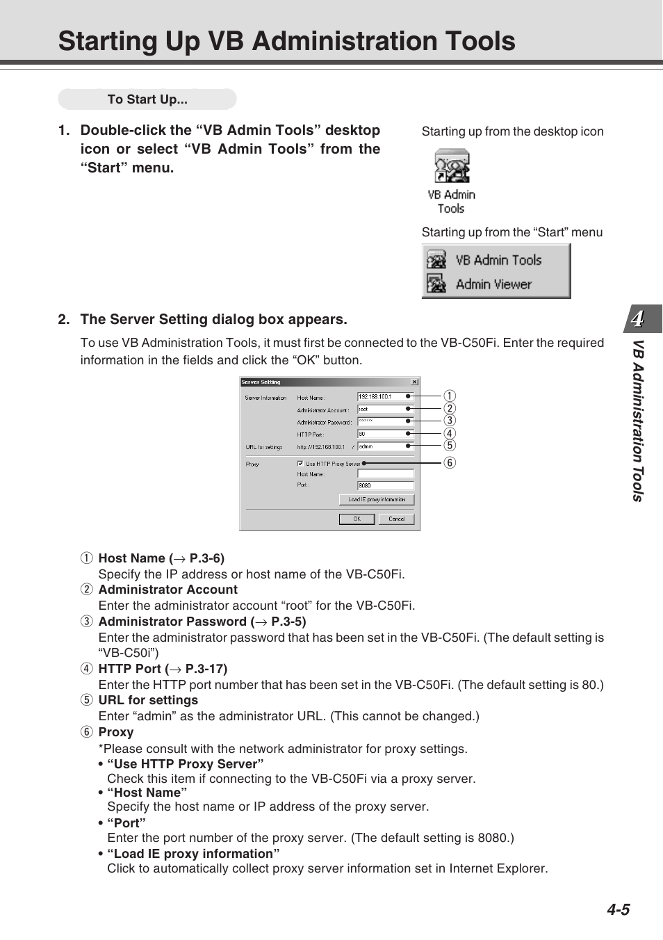 Starting up vb administration tools | Canon Vb-C50fi User Manual | Page 69 / 209