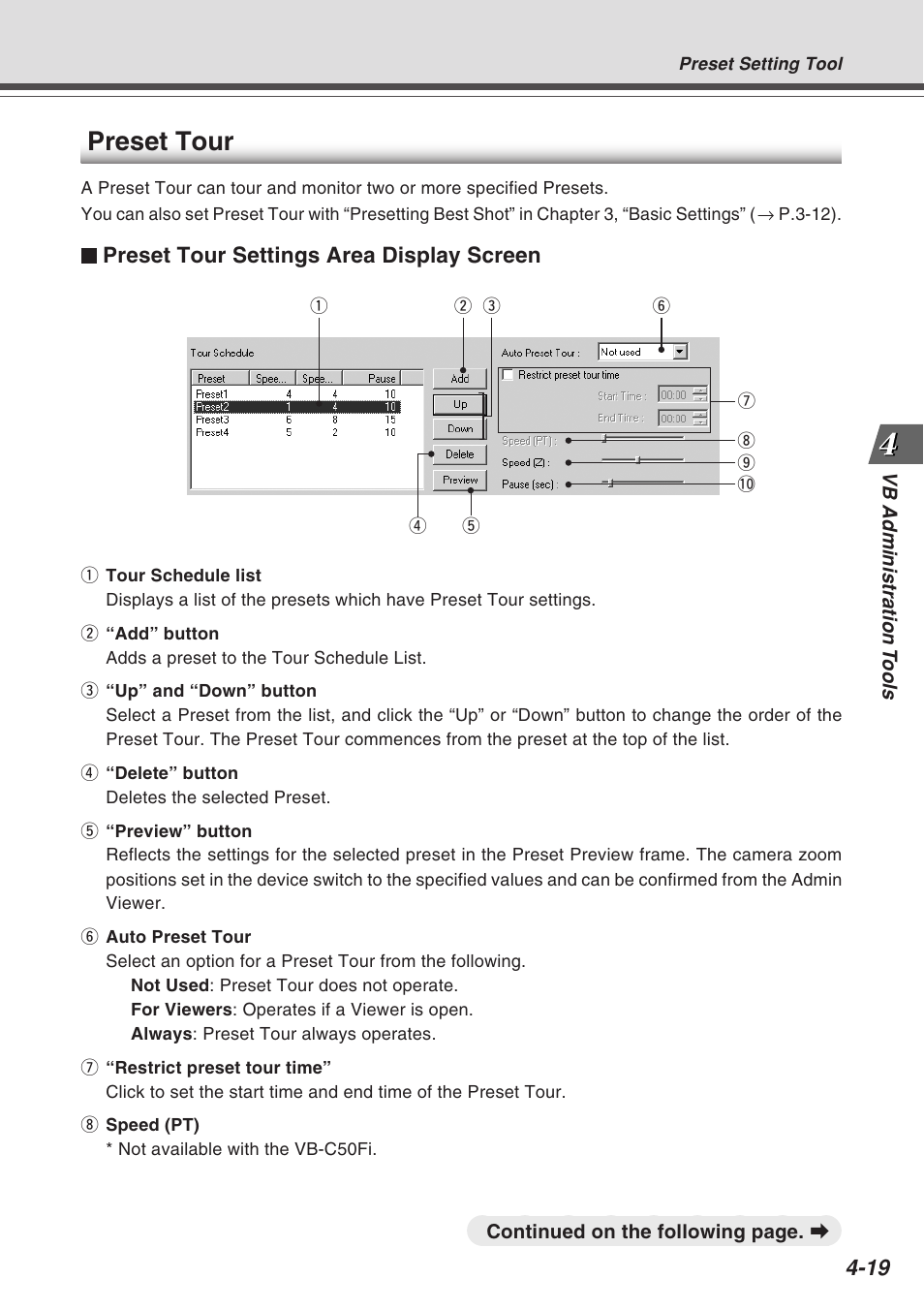 Preset tour | Canon Vb-C50fi User Manual | Page 83 / 209