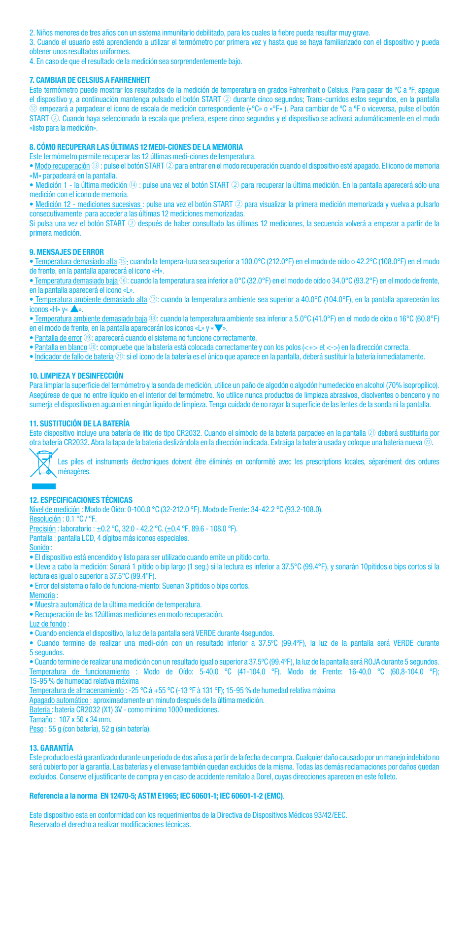 Bebe Confort Duo thermometer User Manual | Page 19 / 28