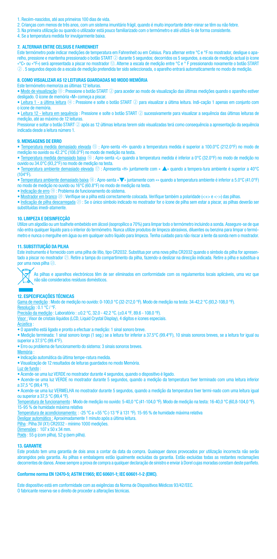 Bebe Confort Duo thermometer User Manual | Page 22 / 28