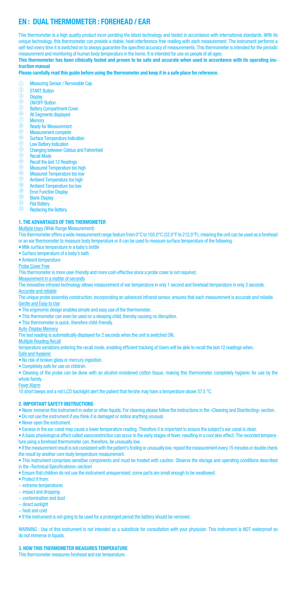 En : dual thermometer : forehead / ear | Bebe Confort Duo thermometer User Manual | Page 23 / 28