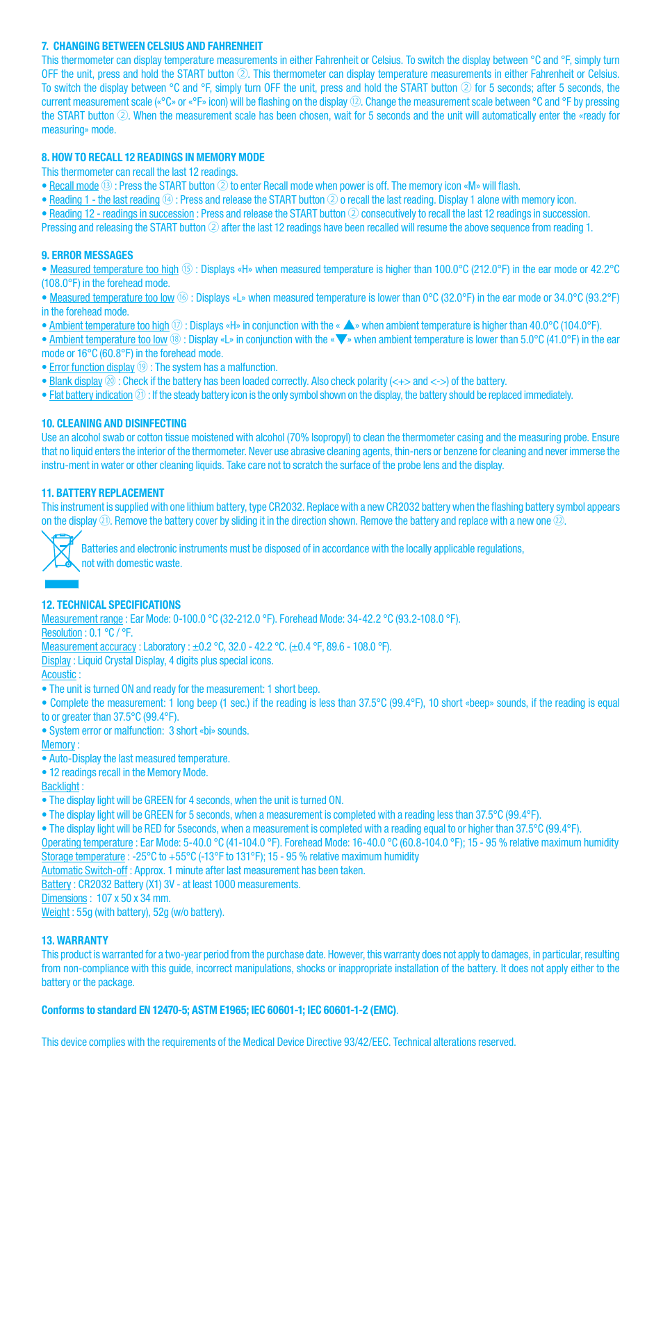Bebe Confort Duo thermometer User Manual | Page 25 / 28
