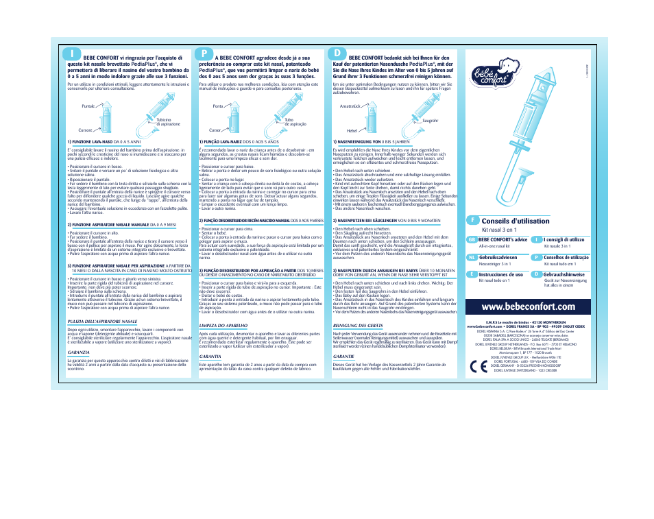 Bebe Confort 3 in 1 nasal kit User Manual | 2 pages