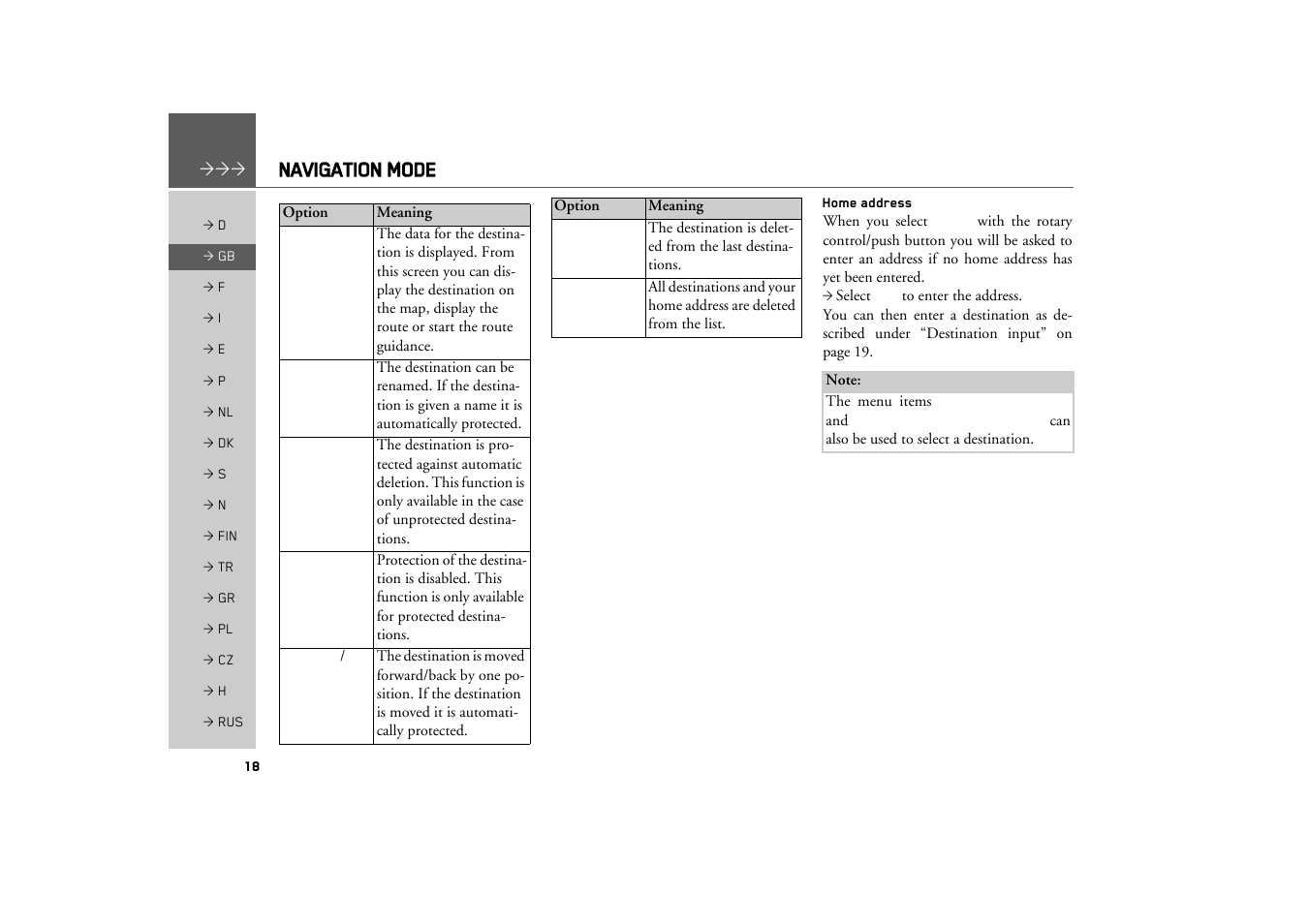 Home address, Navigation mode | Becker MAP PILOT OPERATION GUIDE User Manual | Page 18 / 58