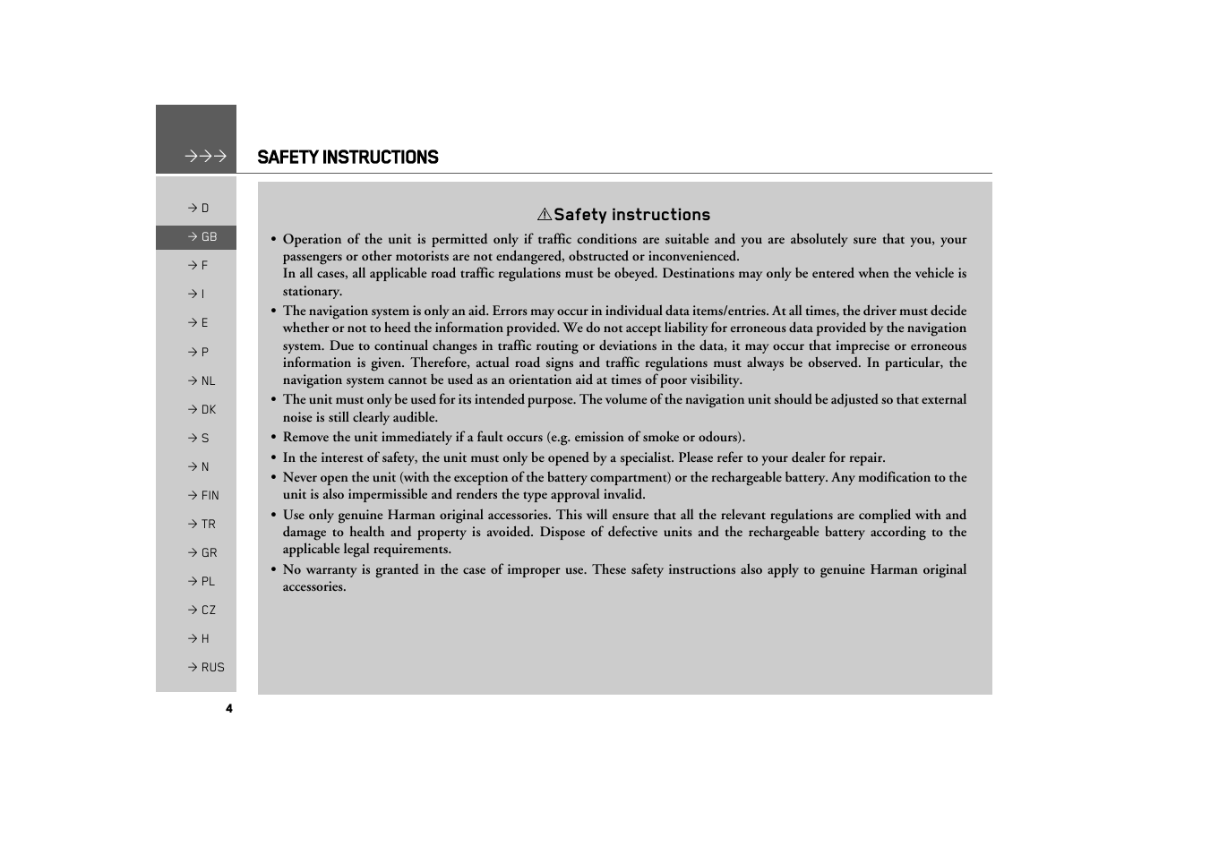 Safety instructions | Becker MAP PILOT OPERATION GUIDE User Manual | Page 4 / 58