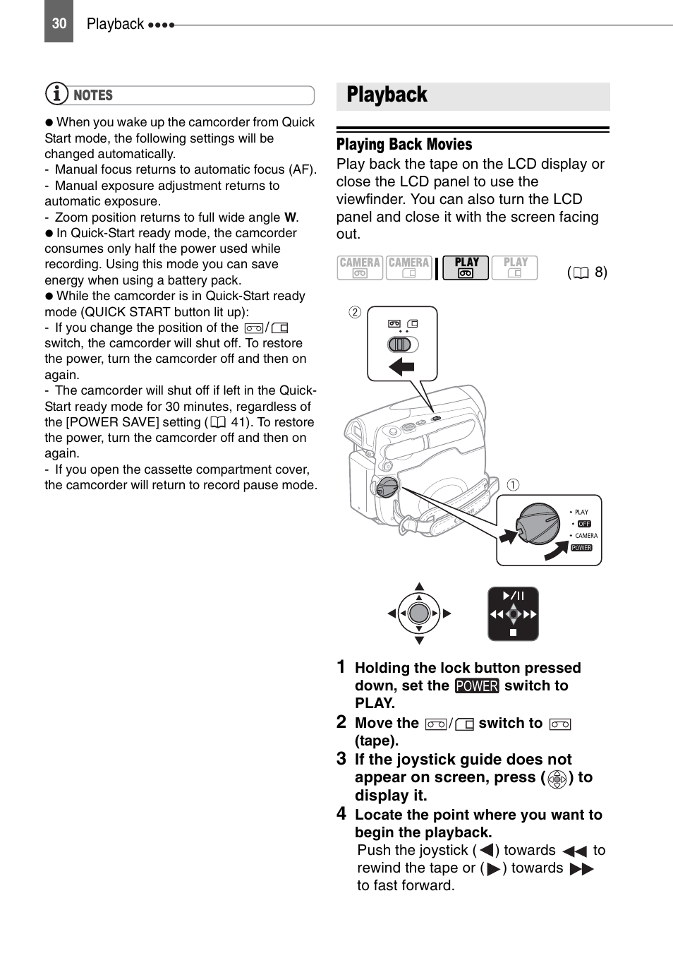 Playback, Playing back movies | Canon DIGITAL VIDEO CAMCORDER MD130 User Manual | Page 30 / 94