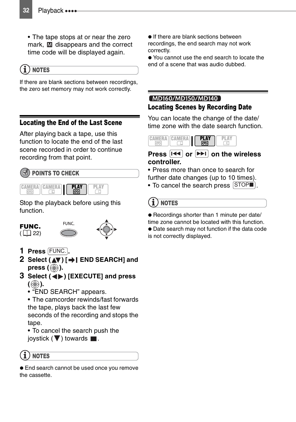 Locating the end of the last scene | Canon DIGITAL VIDEO CAMCORDER MD130 User Manual | Page 32 / 94