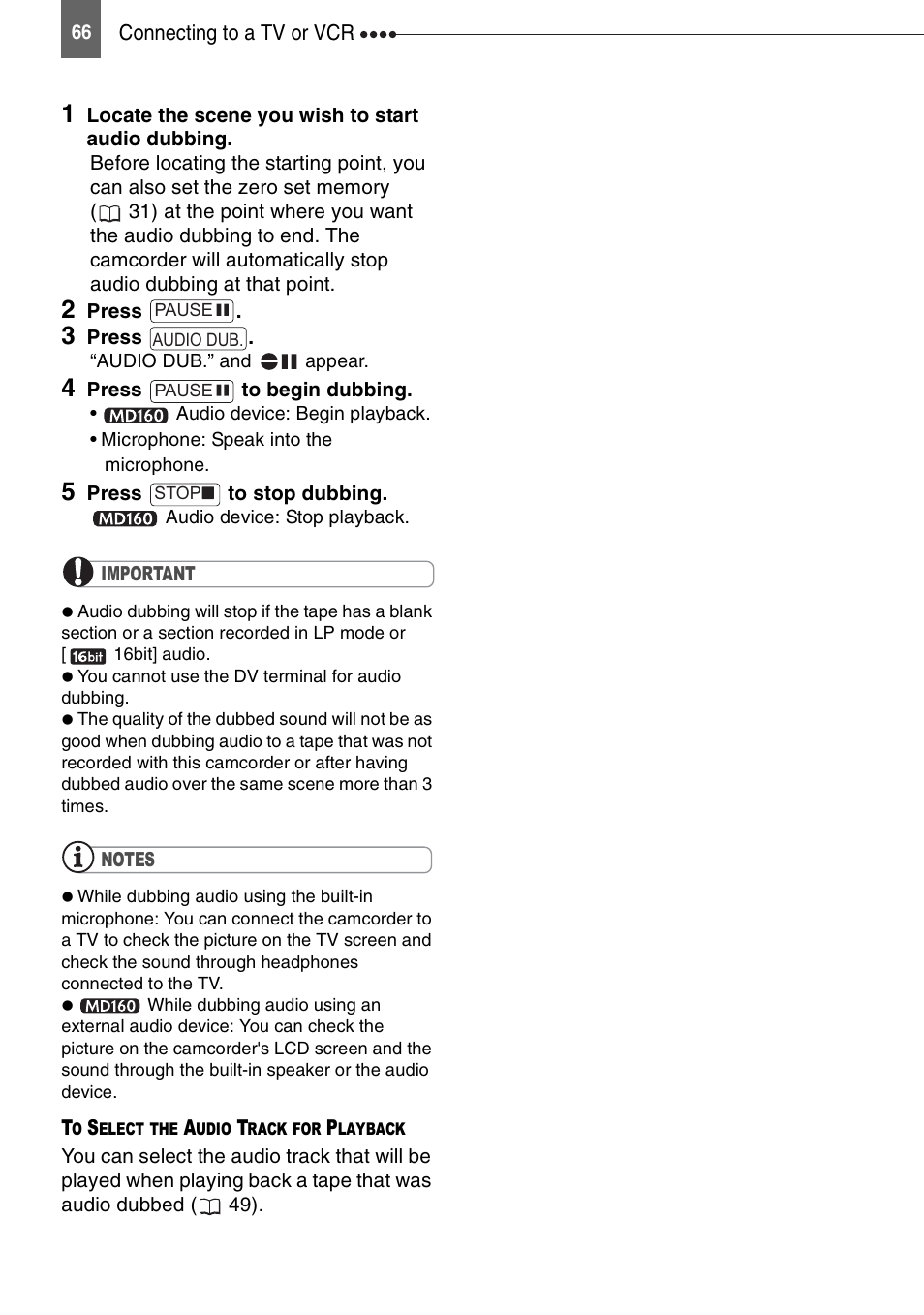 Canon DIGITAL VIDEO CAMCORDER MD130 User Manual | Page 66 / 94