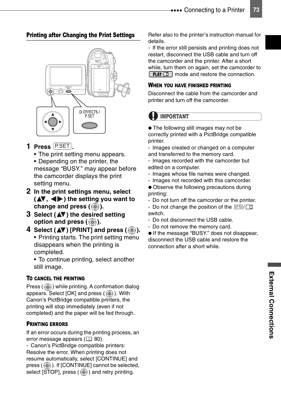 Canon DIGITAL VIDEO CAMCORDER MD130 User Manual | Page 73 / 94