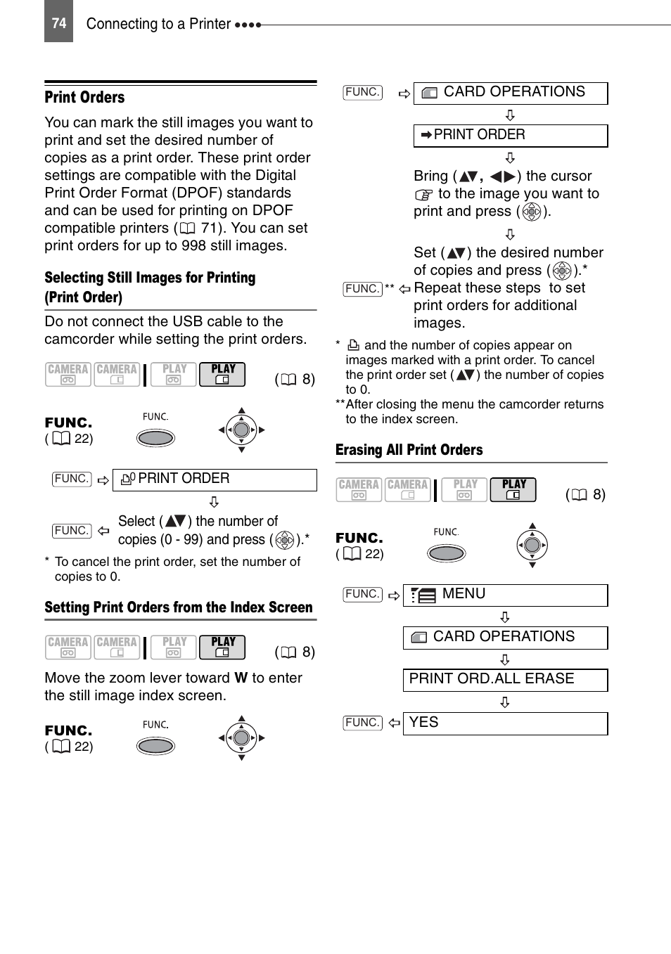 Print orders | Canon DIGITAL VIDEO CAMCORDER MD130 User Manual | Page 74 / 94