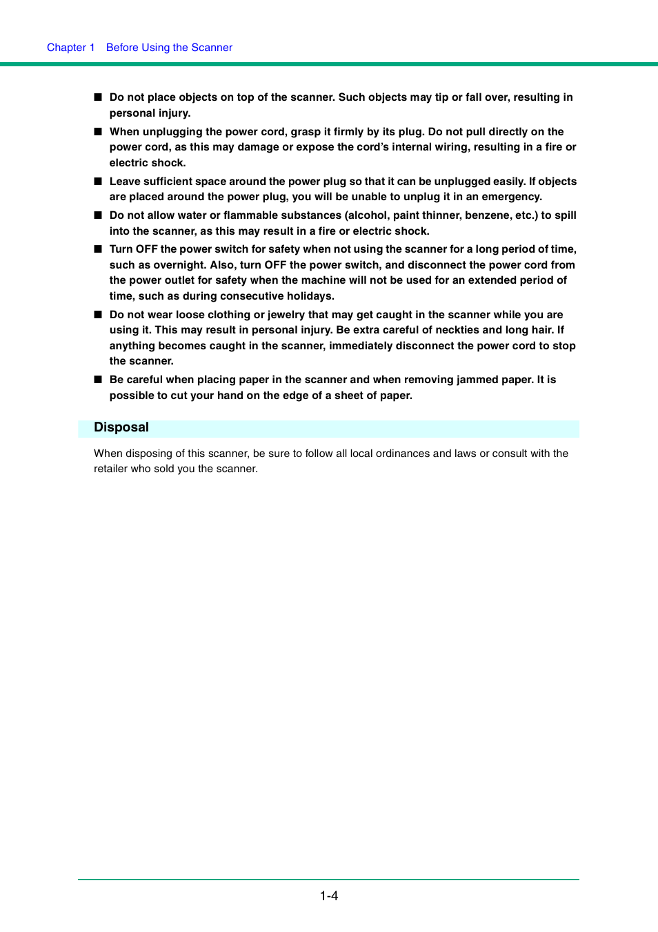 Disposal, Disposal -4 | Canon DR-4010C User Manual | Page 11 / 142