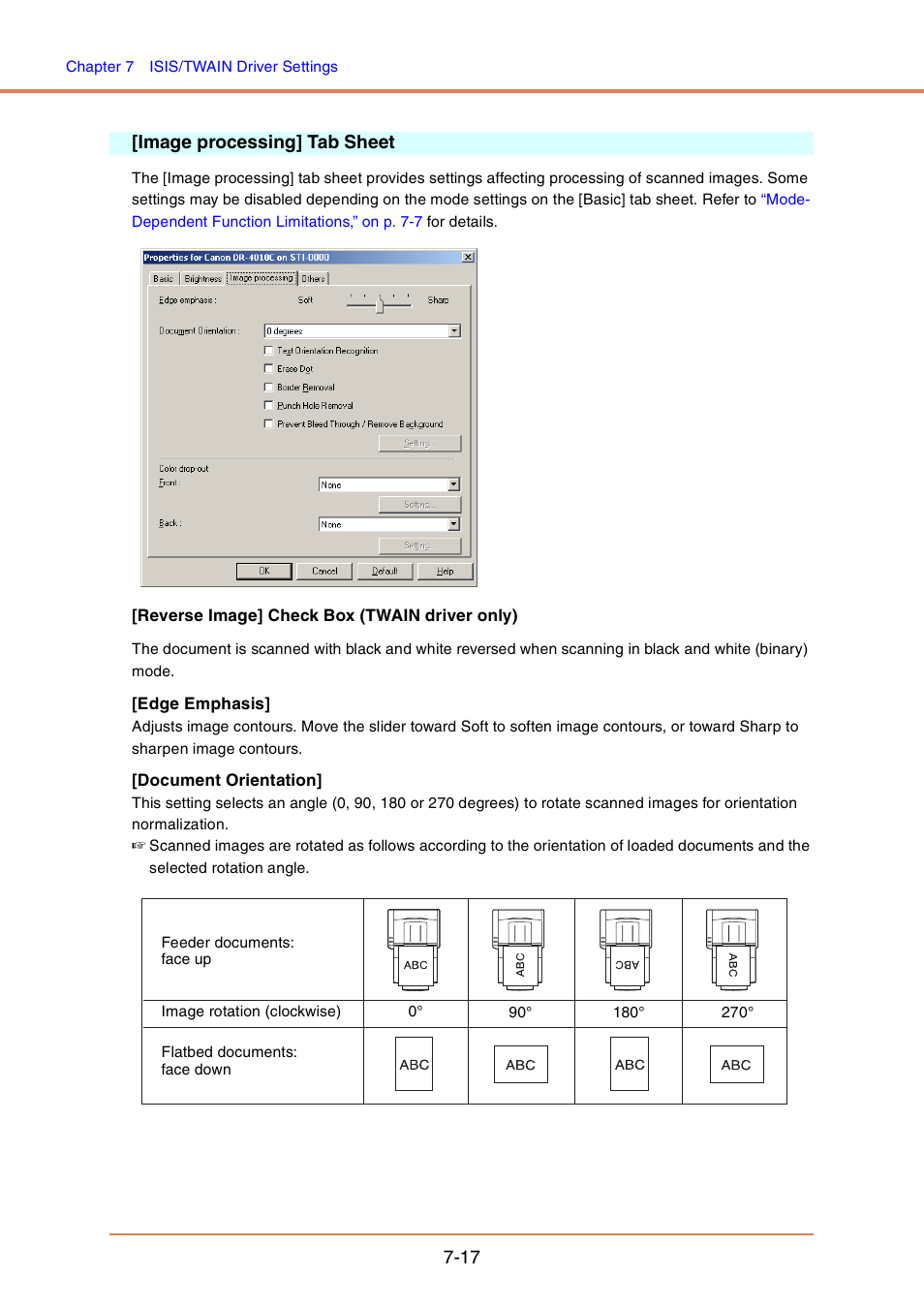 Image processing] tab sheet, Image processing] tab sheet -17, 17 [image processing] tab sheet | Canon DR-4010C User Manual | Page 112 / 142