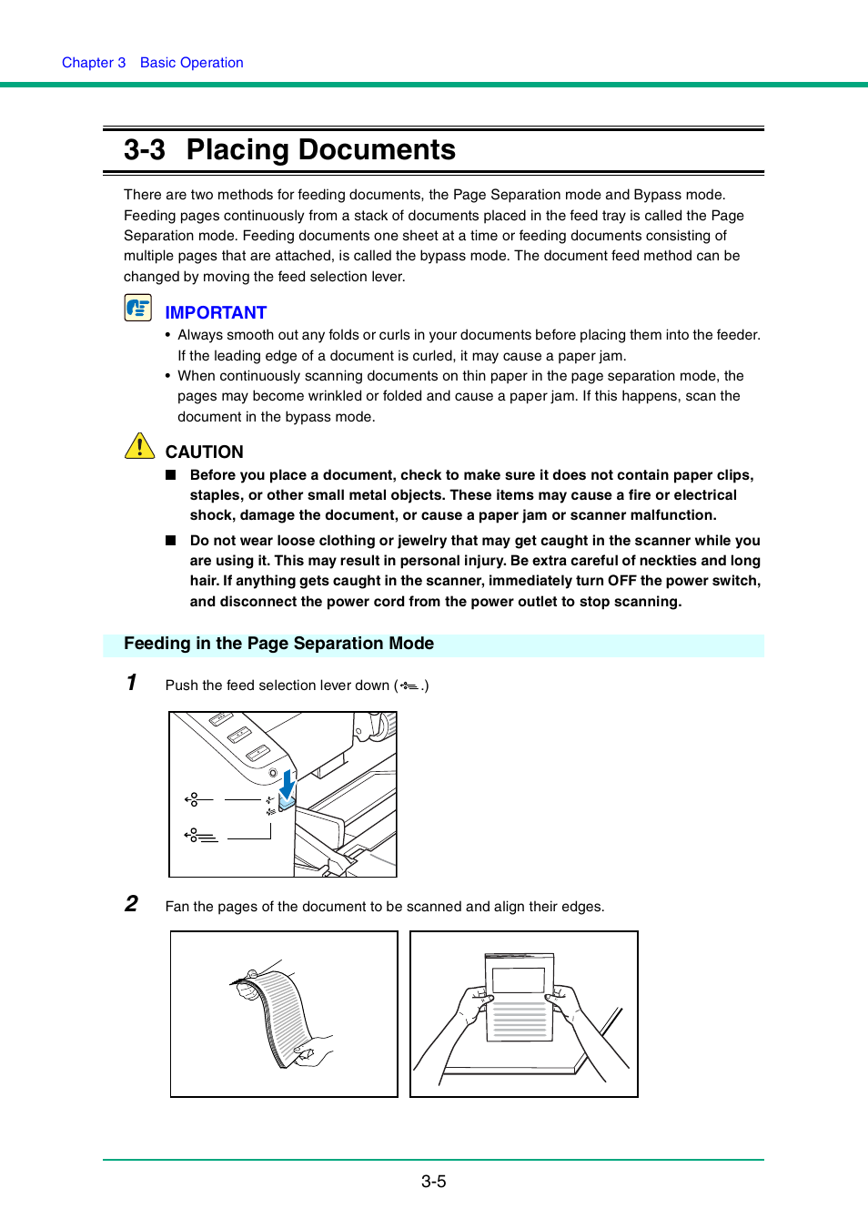 3 placing documents, See p. 3-5.), See “3-3 placing documents,” on p. 3-5.) | Canon DR-4010C User Manual | Page 35 / 142