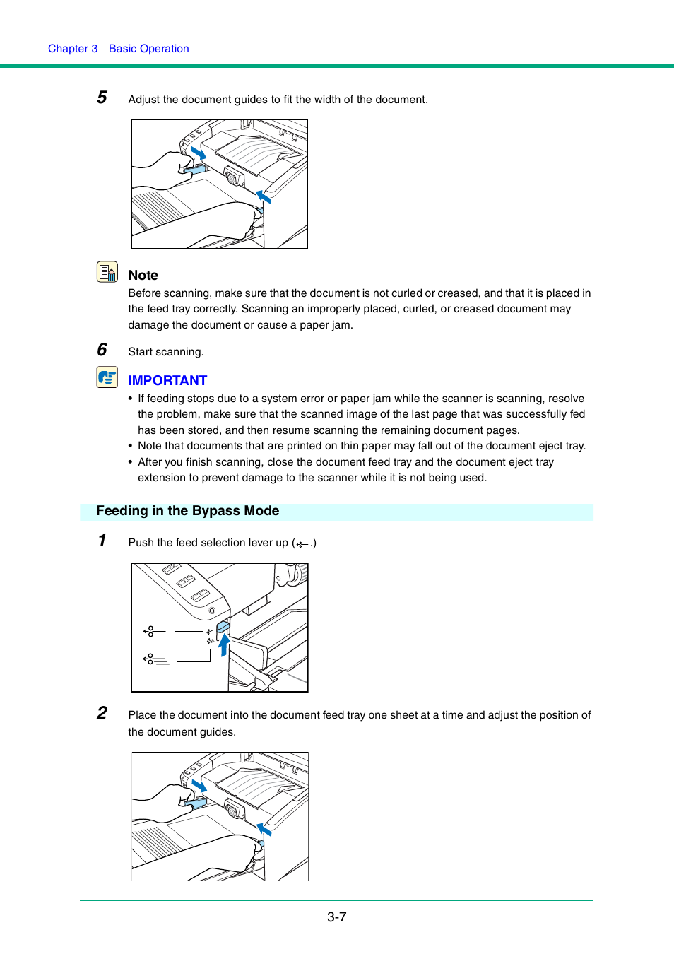 Feeding in the bypass mode, Feeding in the bypass mode -7, P. 3-7.) | Canon DR-4010C User Manual | Page 37 / 142