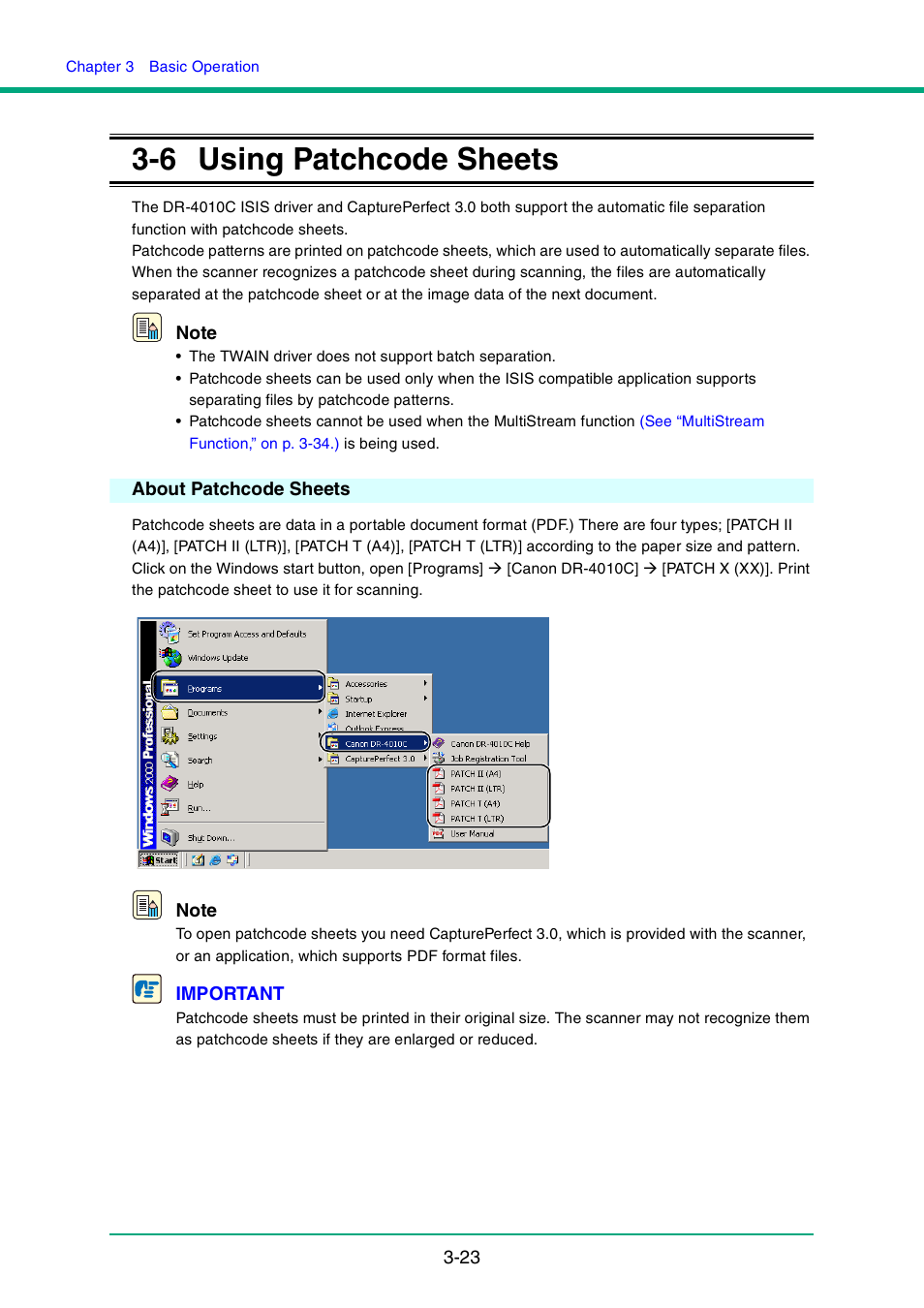 6 using patchcode sheets, About patchcode sheets | Canon DR-4010C User Manual | Page 53 / 142