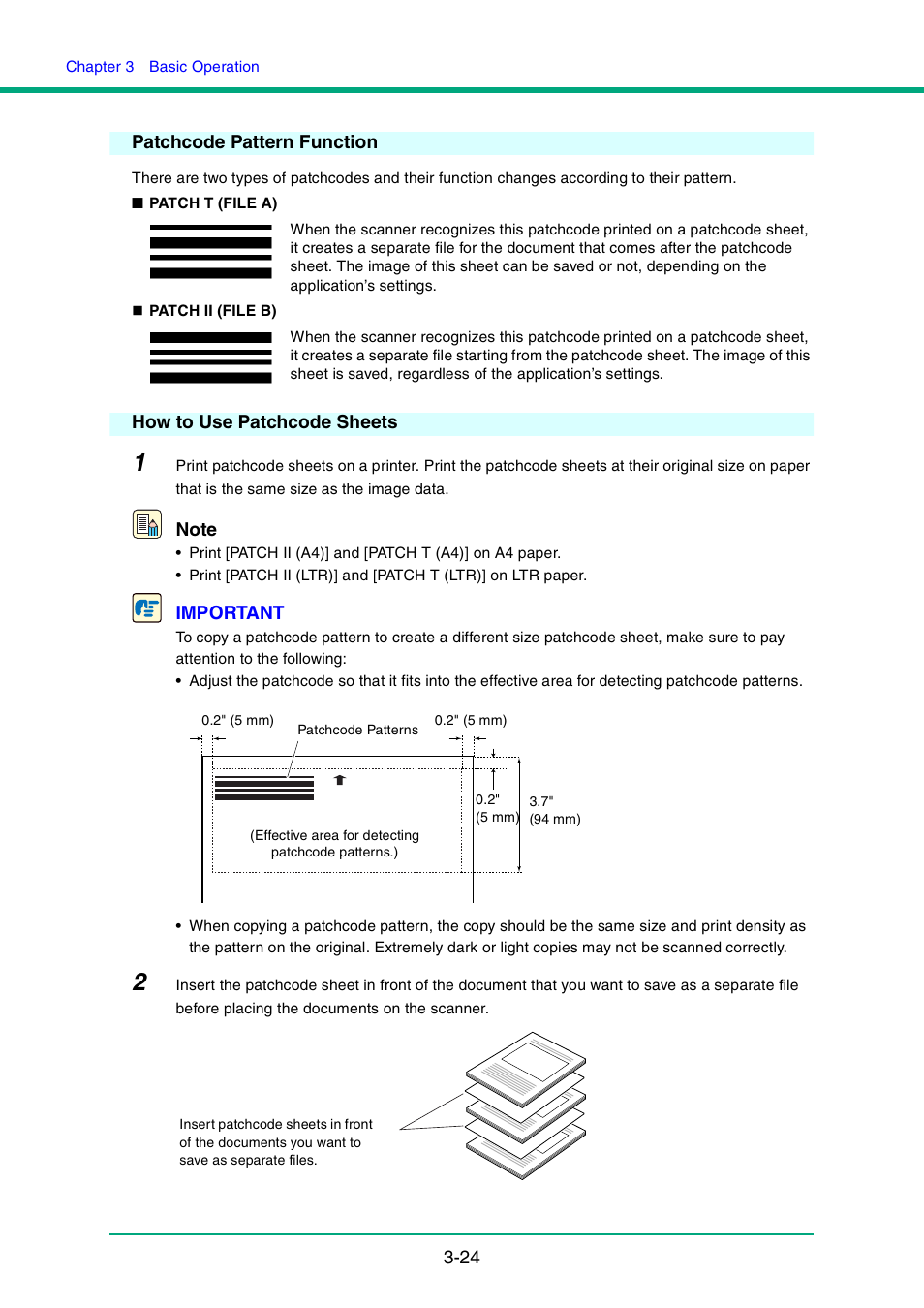 Patchcode pattern function, How to use patchcode sheets | Canon DR-4010C User Manual | Page 54 / 142