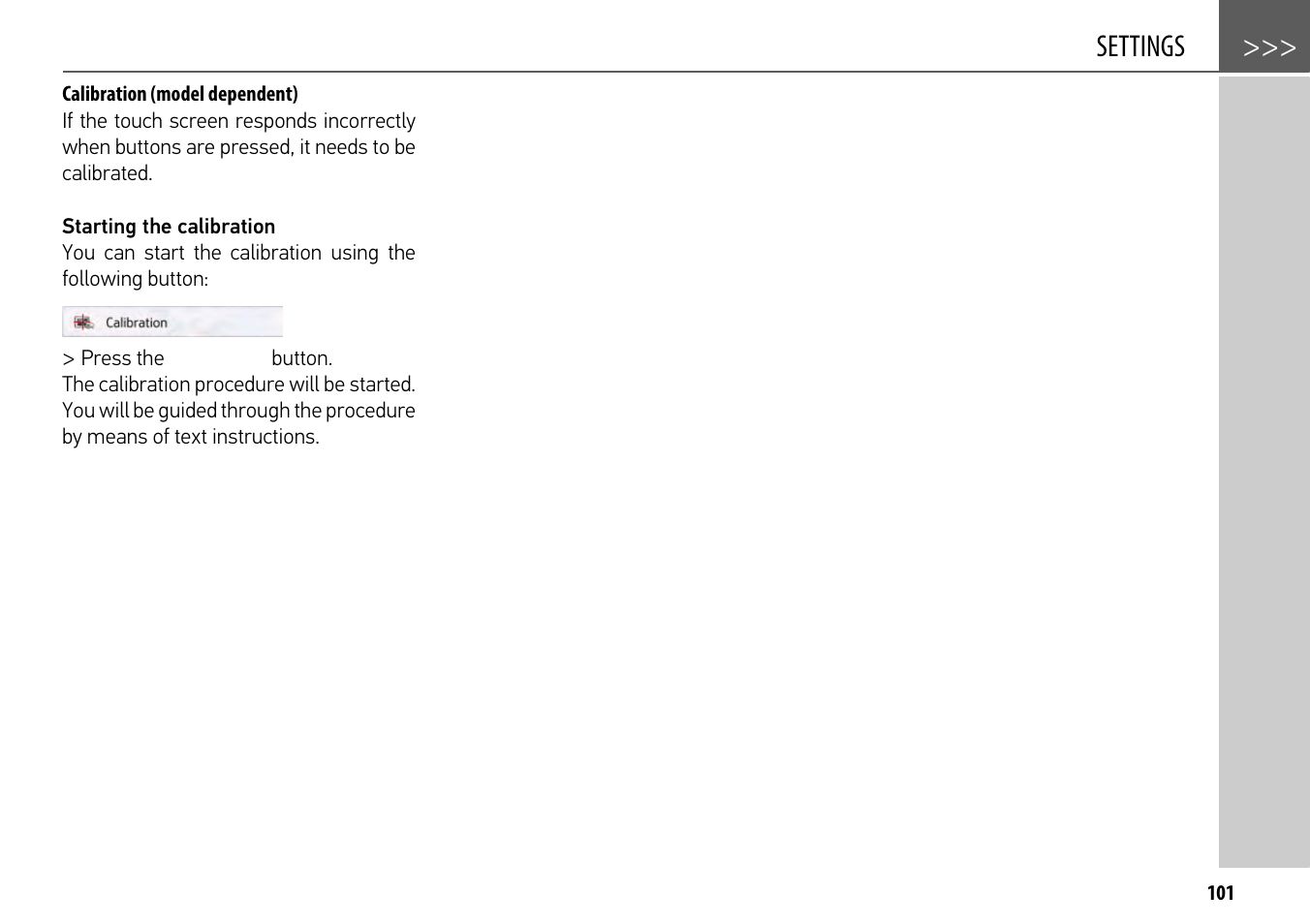 Calibration (model dependent), Settings | Becker mamba.4 LMU plus User Manual | Page 101 / 110