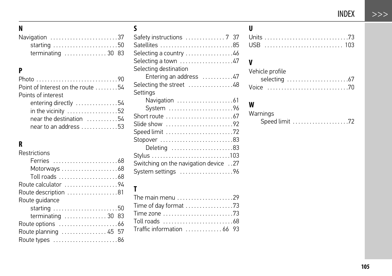 Index | Becker mamba.4 LMU plus User Manual | Page 105 / 110