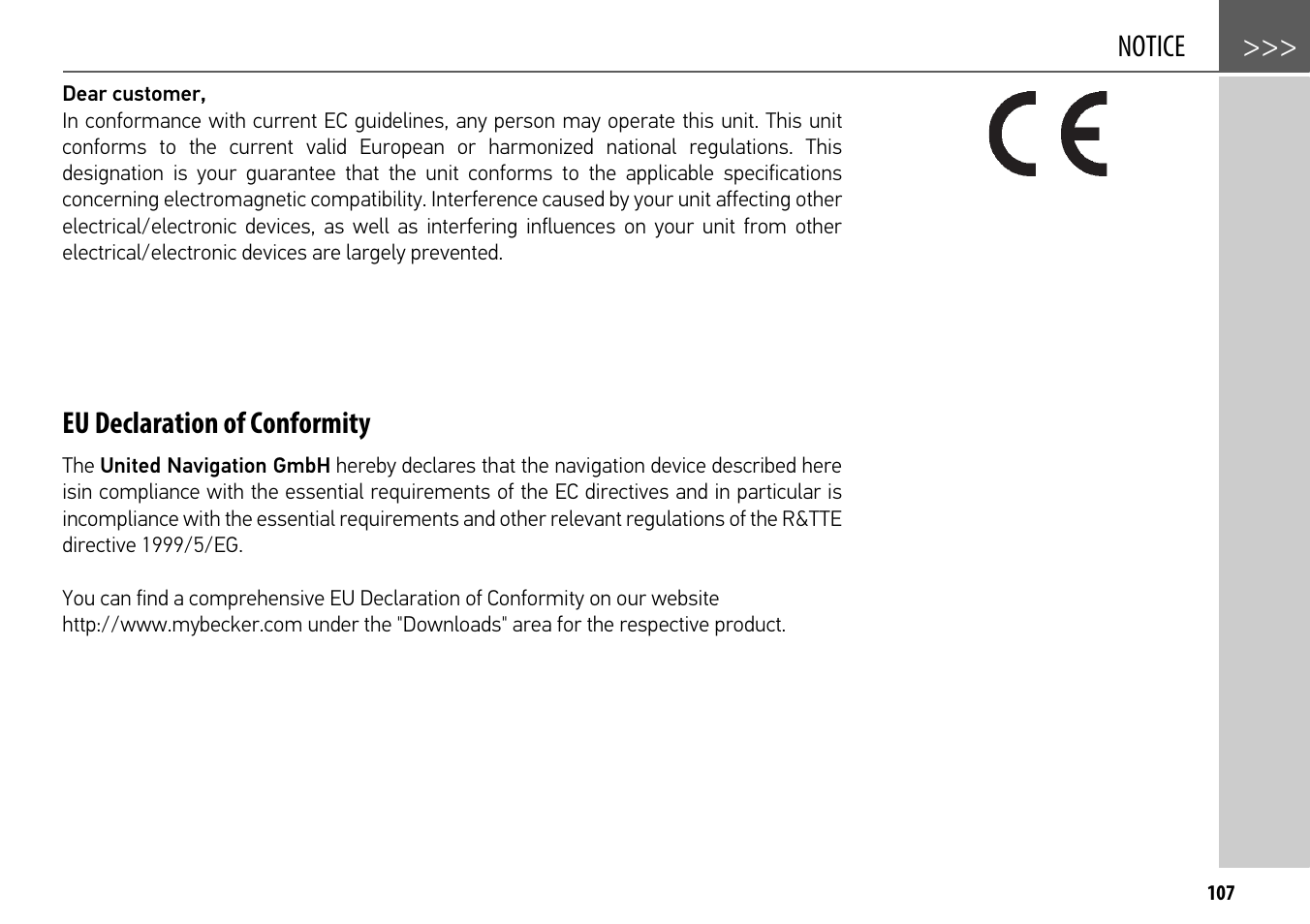 Notice, Eu declaration of conformity | Becker mamba.4 LMU plus User Manual | Page 107 / 110