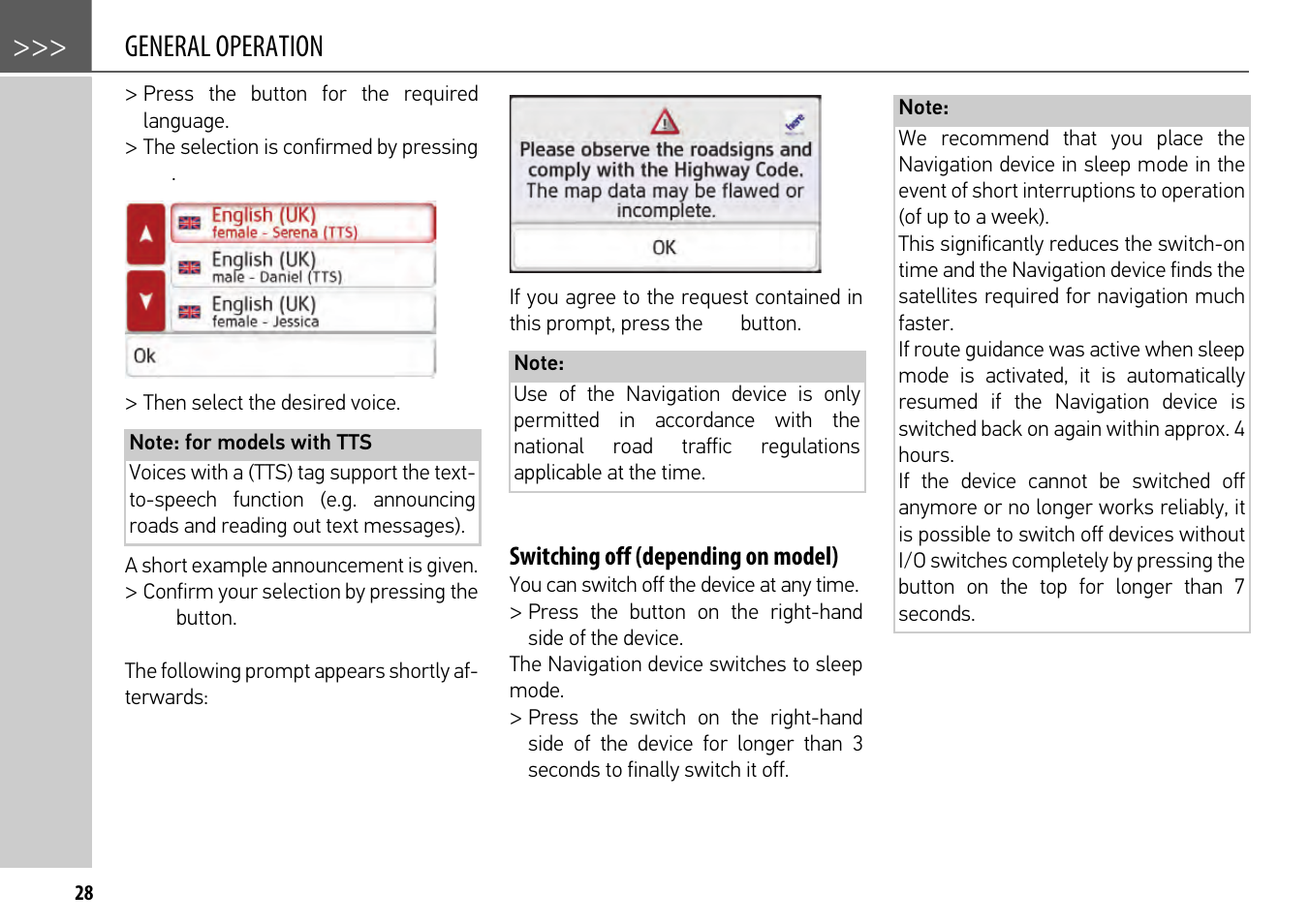 Switching off (depending on model), General operation | Becker mamba.4 LMU plus User Manual | Page 28 / 110