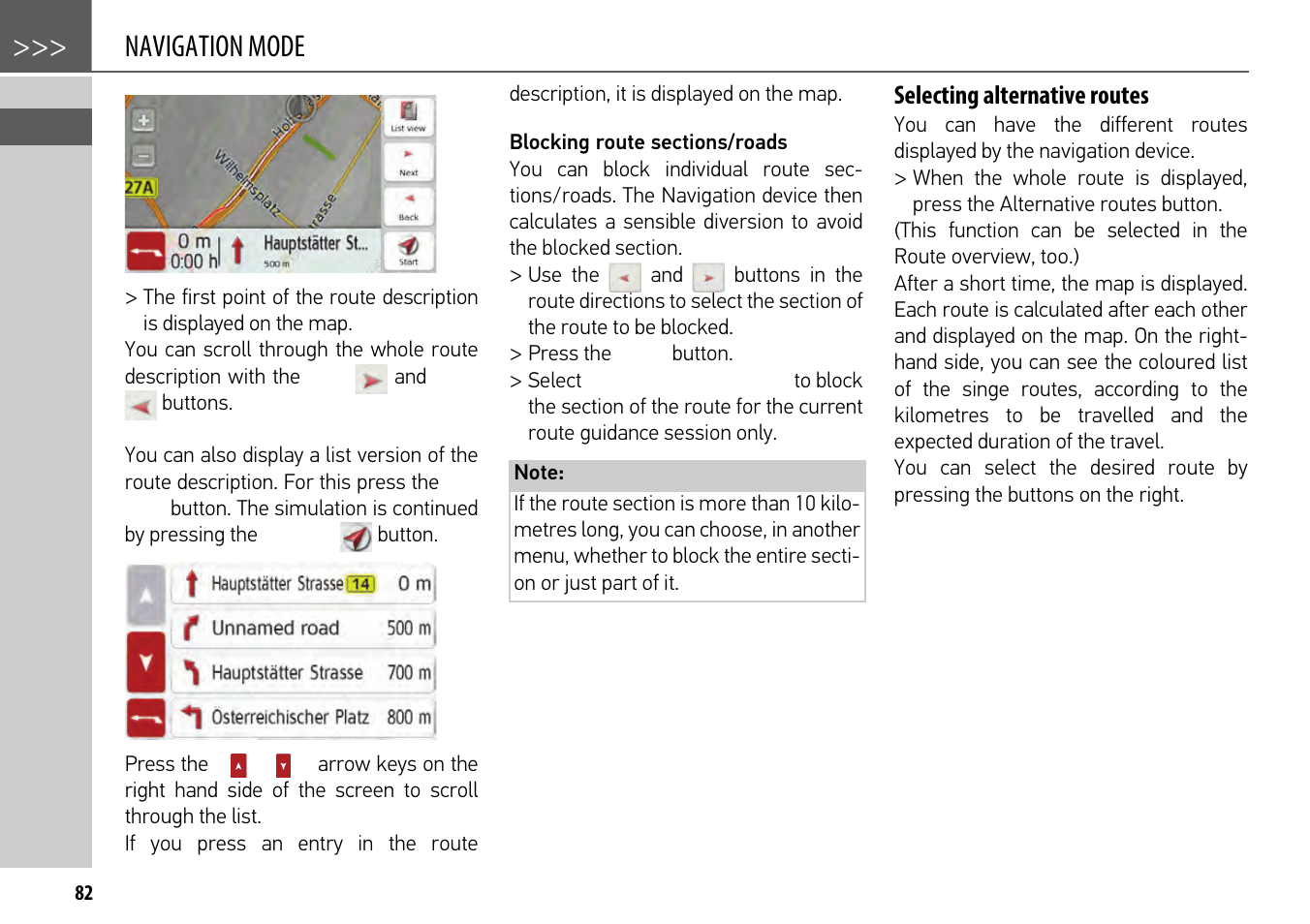 Selecting alternative routes, Navigation mode | Becker mamba.4 LMU plus User Manual | Page 82 / 110